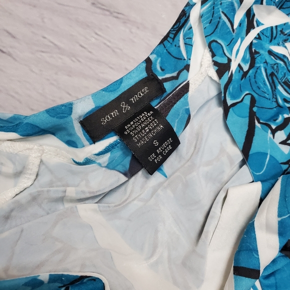 sam & max small deep vneck blue stretch 3/4 dress ( 5 for $20 ) - Picture 6 of 7